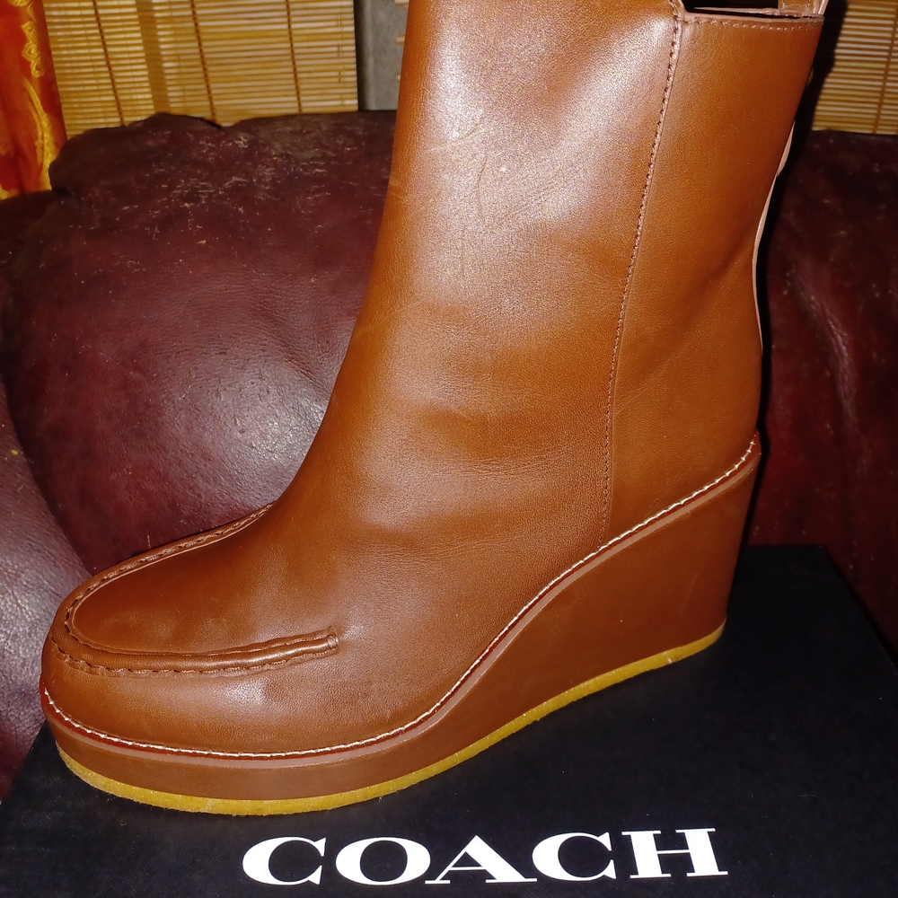 Coach Brown Ankle Booties with Sleek Leather Design - Picture 2 of 11